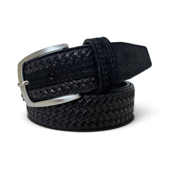 BLACK WEAVE EMBOSSED SUEDE BELT 35MM