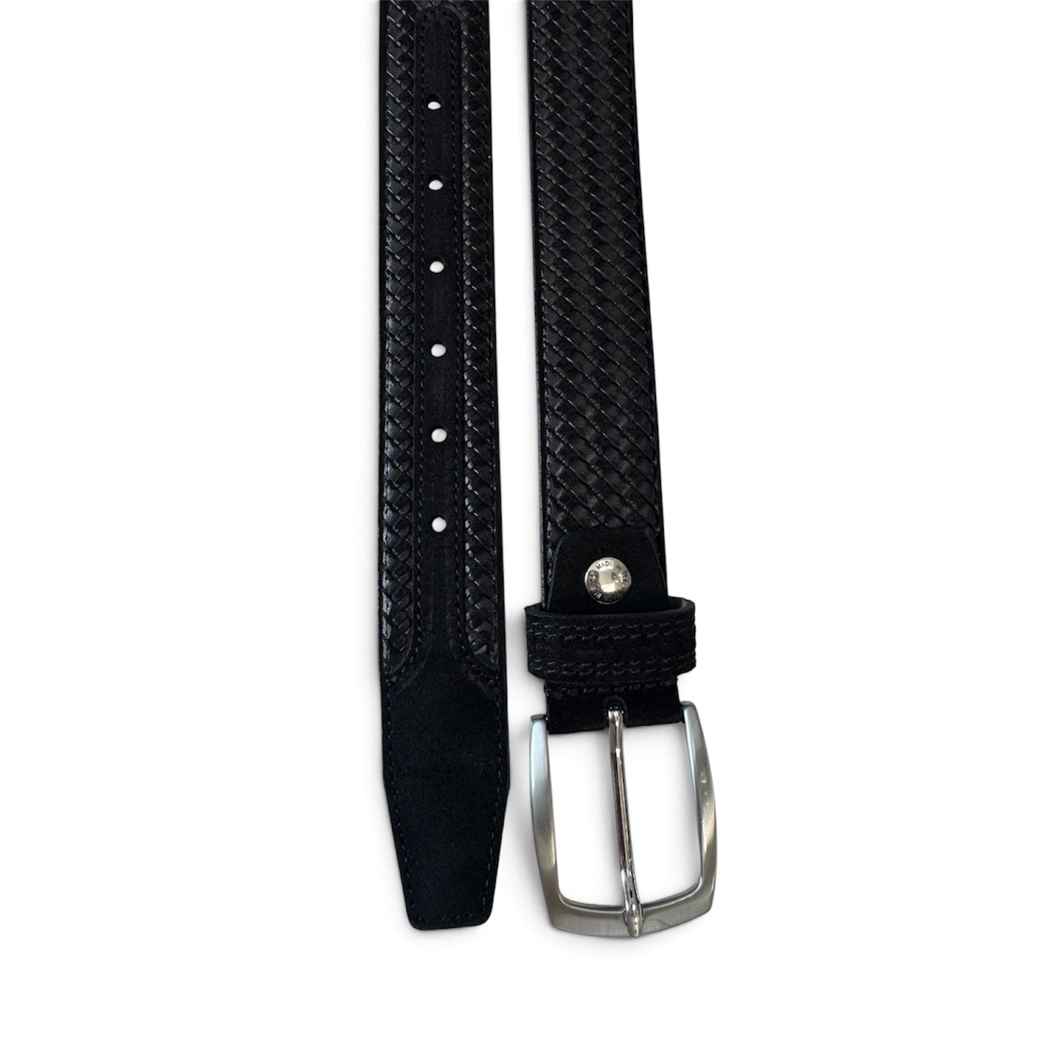 BLACK WEAVE EMBOSSED SUEDE BELT 35MM