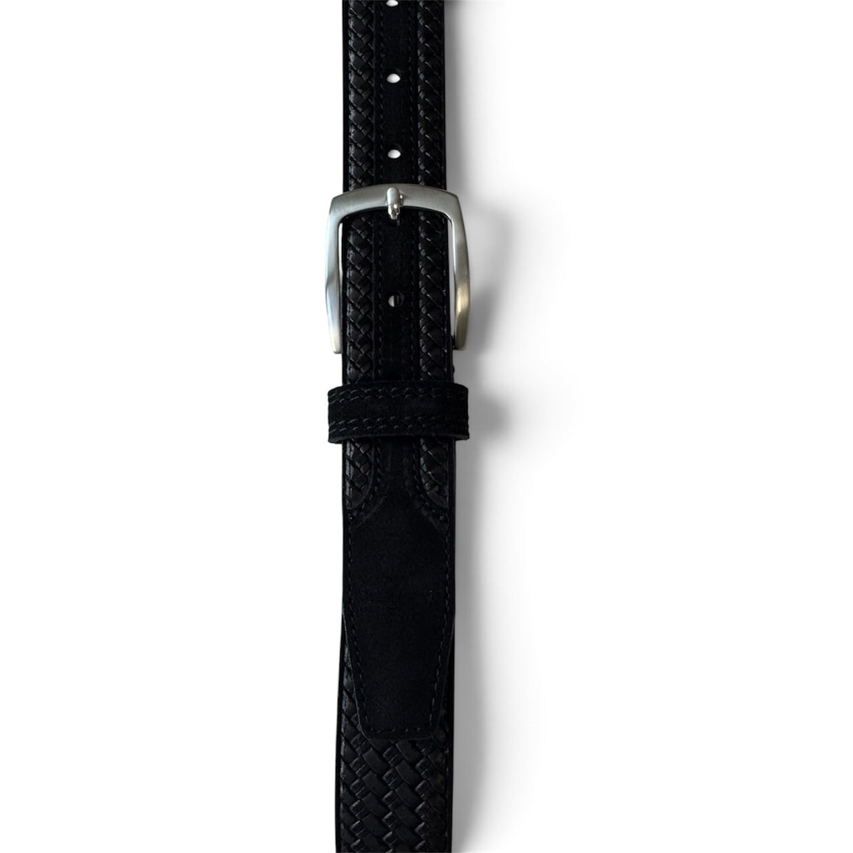 Black 35mm Italian Suede Belt Woven Finish product image
