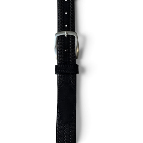 BLACK WEAVE EMBOSSED SUEDE BELT 35MM