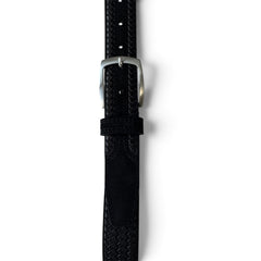 BLACK WEAVE EMBOSSED SUEDE BELT 35MM