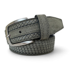 OLIVE GREEN WEAVE EMBOSSED SUEDE BELT 35MM (Copy)