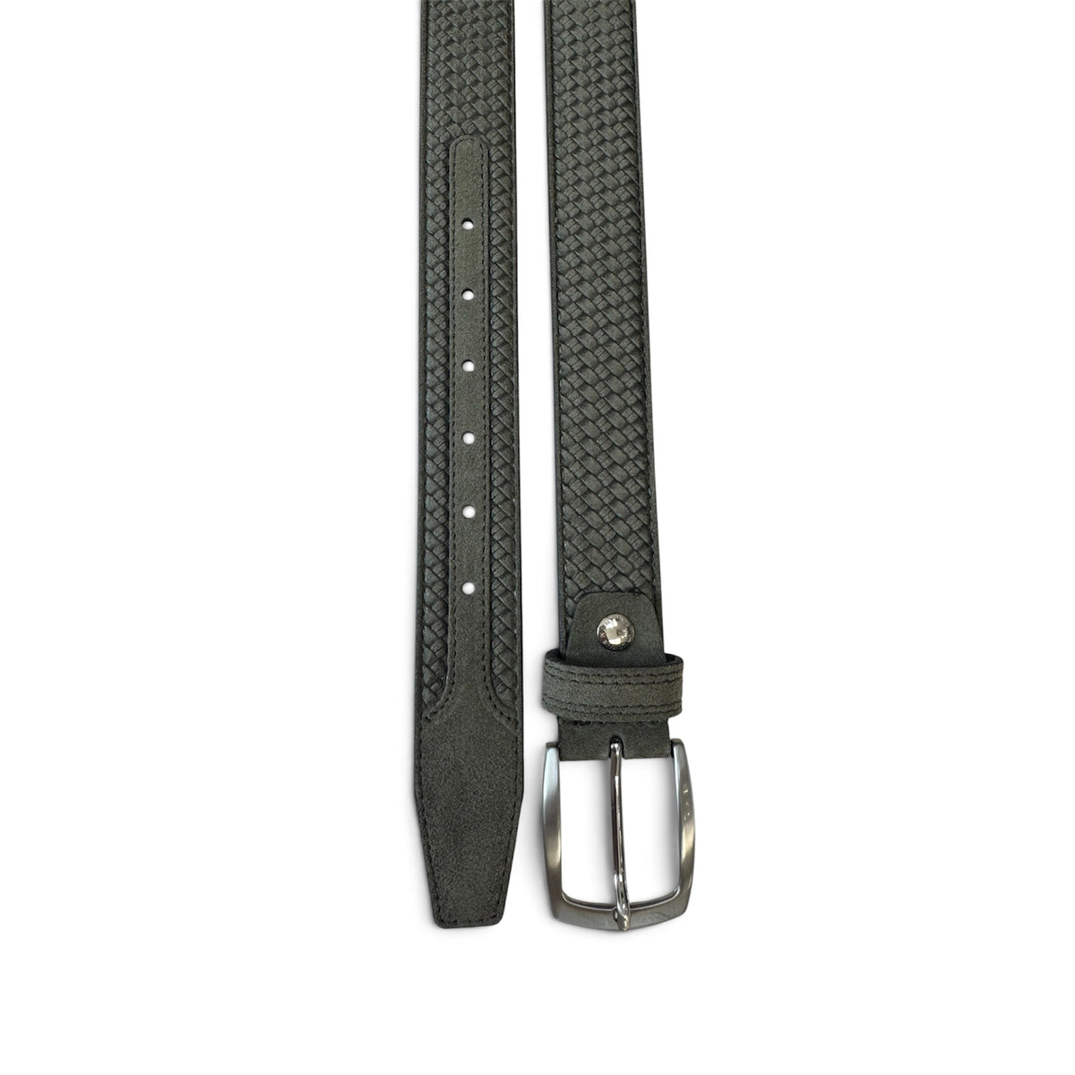 Olive Green 35mm Italian Suede Belt Woven Finish product image