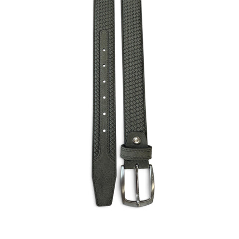 OLIVE GREEN WEAVE EMBOSSED SUEDE BELT 35MM