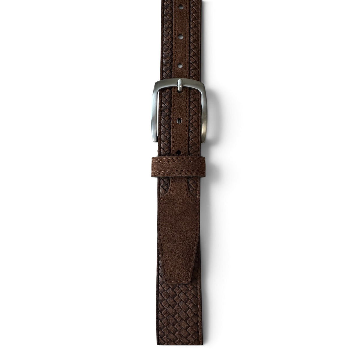 Brown 35mm Italian Suede Belt Woven Finish product image