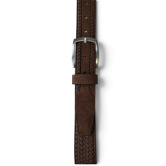 BROWN WEAVE EMBOSSED SUEDE BELT 35MM