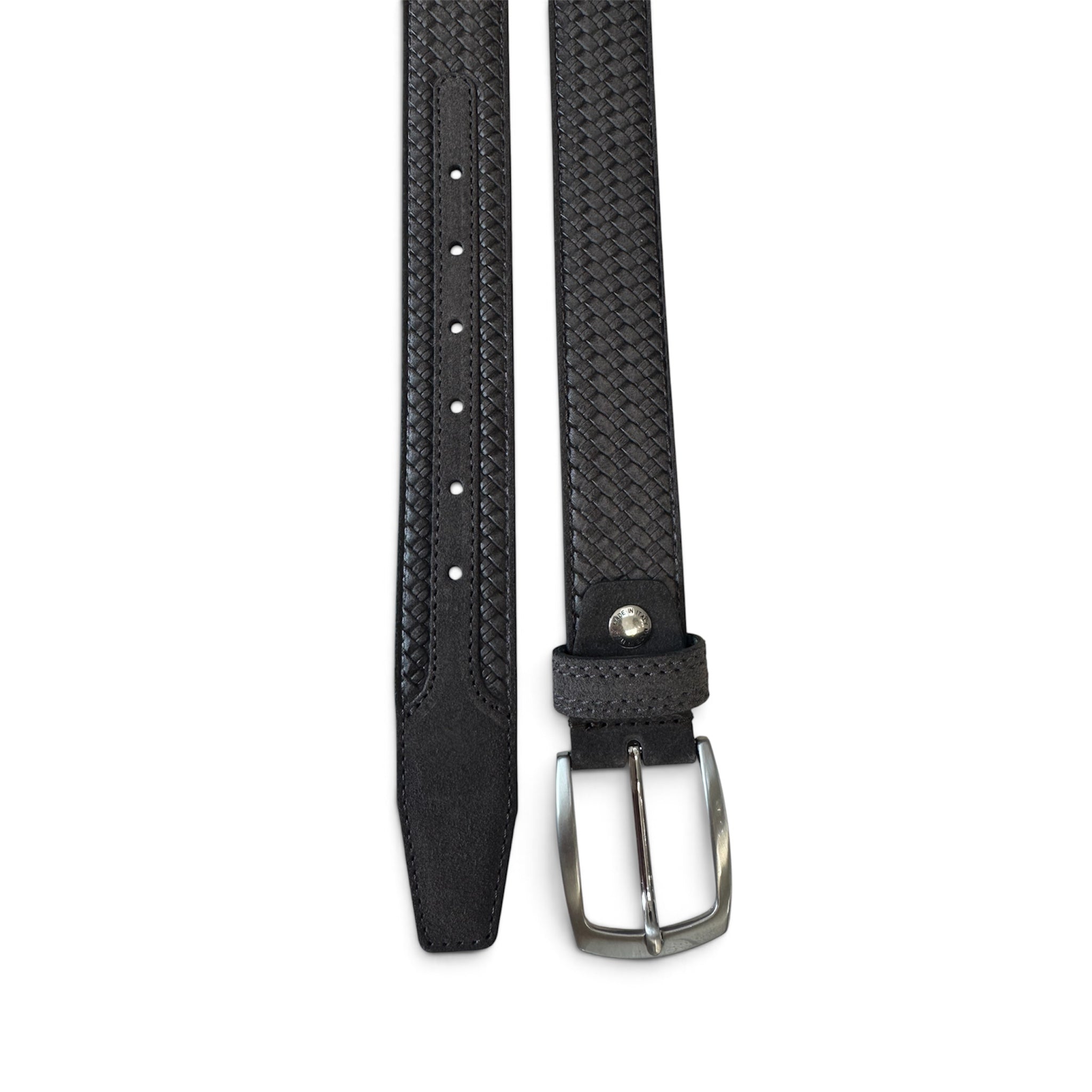 GREY WEAVE EMBOSSED SUEDE BELT 35MM