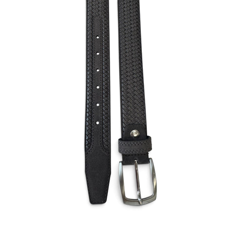 GREY WEAVE EMBOSSED SUEDE BELT 35MM