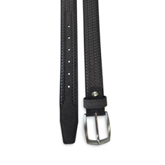 GREY WEAVE EMBOSSED SUEDE BELT 35MM
