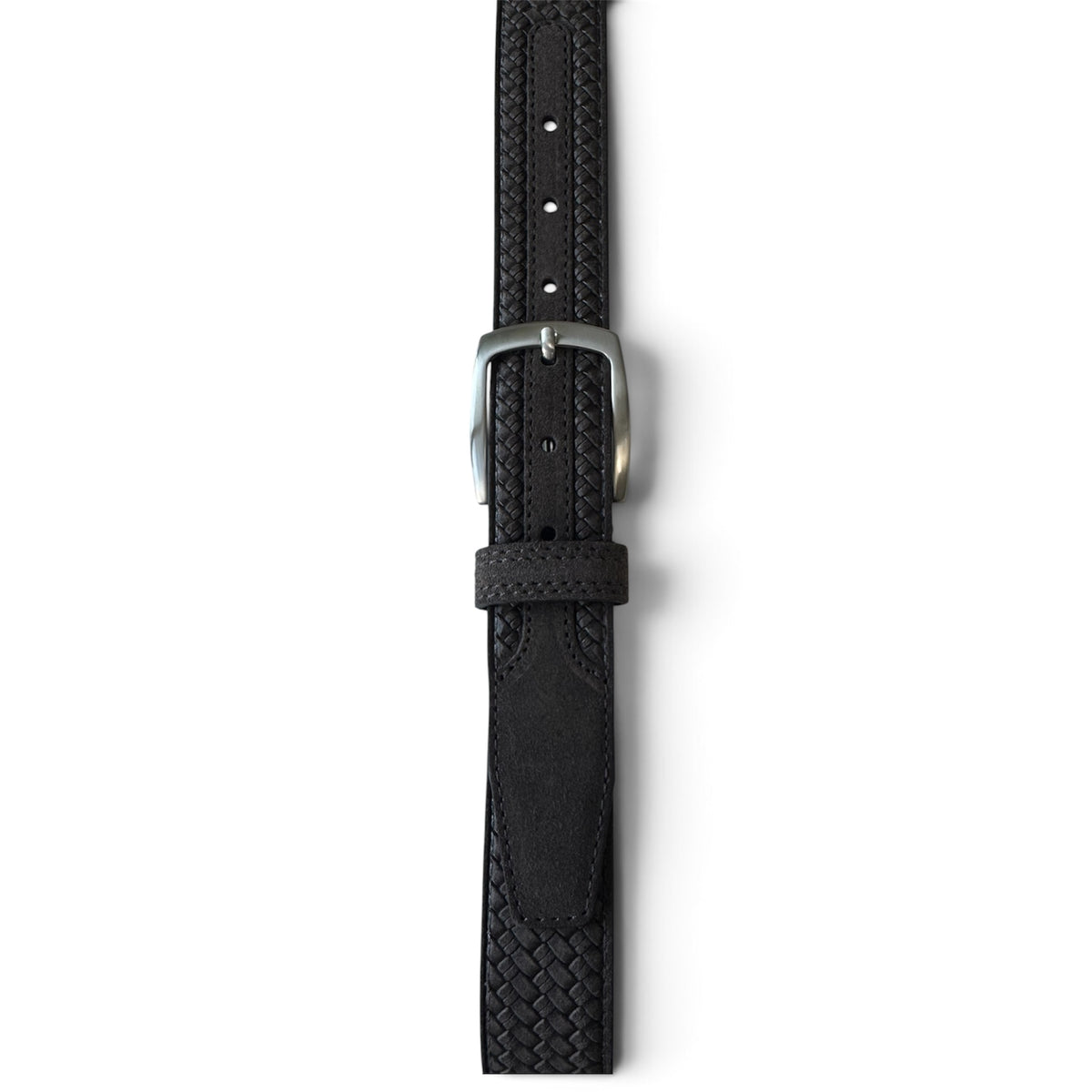Grey 35mm Italian Suede Belt Woven Finish product image