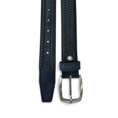 BLUE WEAVE EMBOSSED SUEDE BELT 35MM