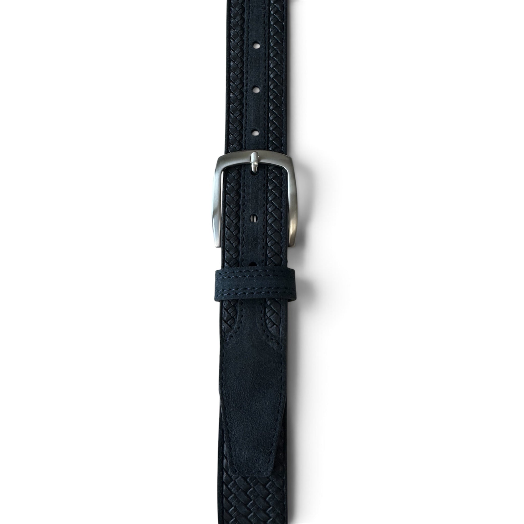 BLUE WEAVE EMBOSSED SUEDE BELT 35MM