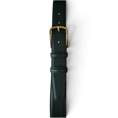 CLASSIC RACING GREEN CALF LEATHER BELT GOLD BUCKLE -35MM