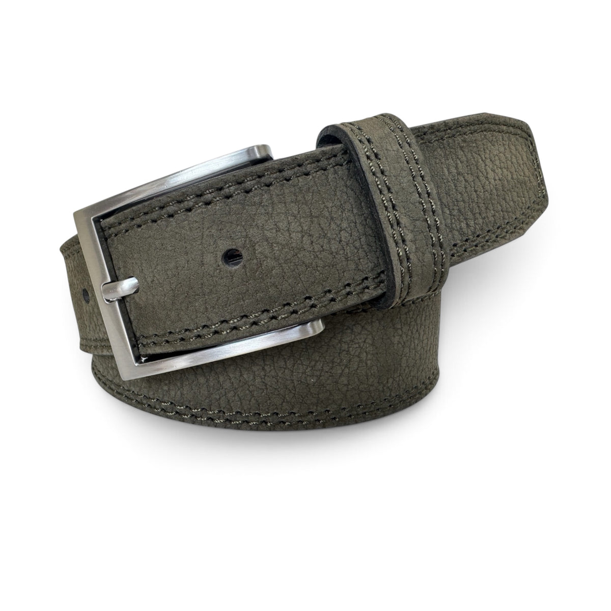 Olive Green 35mm Italian Nubuck Leather Belt