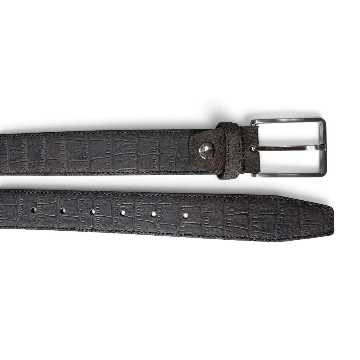 Dark Brown 35mm Italian Suede Belt Crocodile Print product image