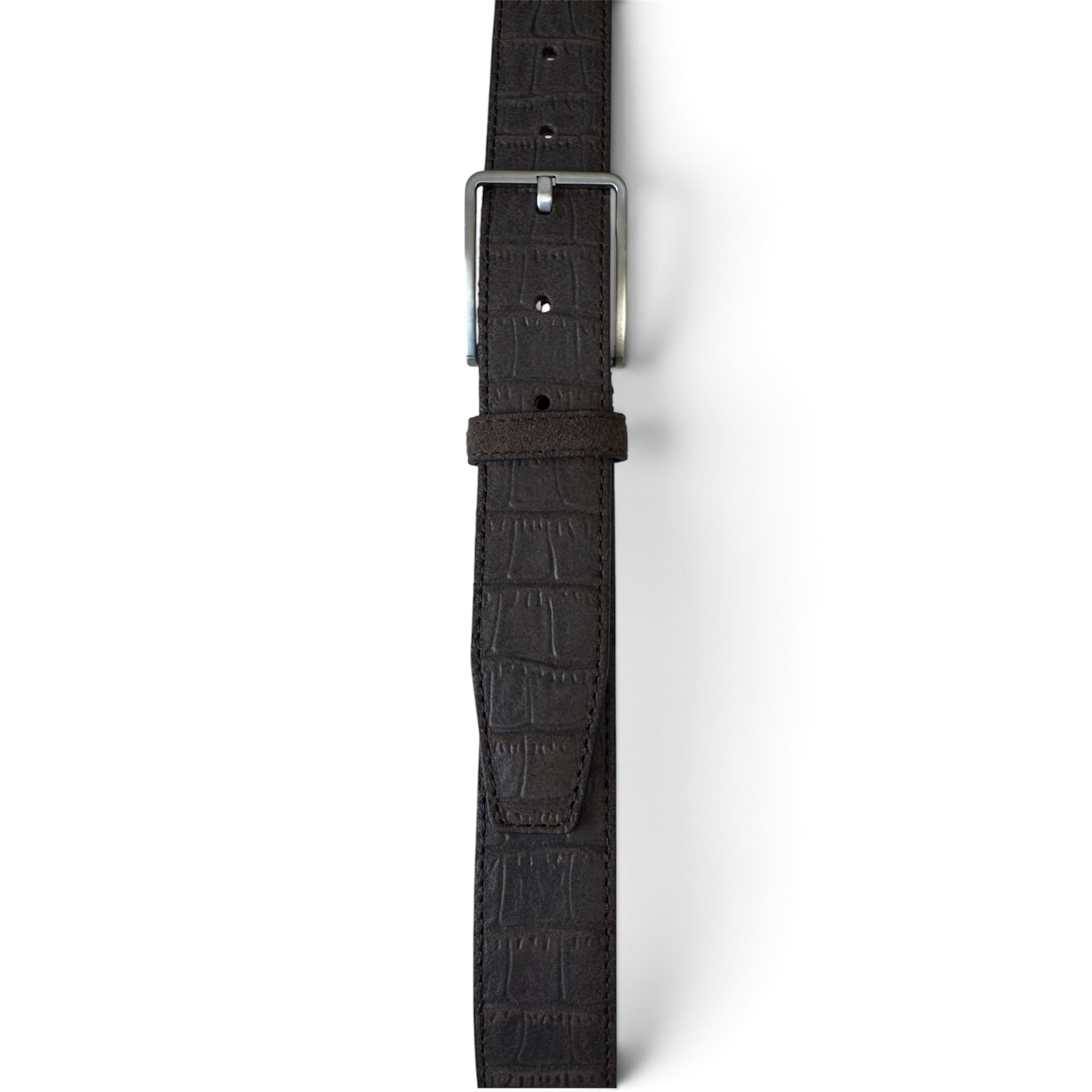 DARK BROWN SUEDE NUBUCK CROCODILE 35MM