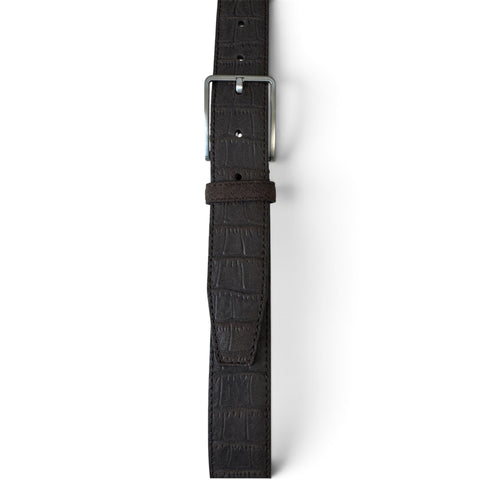 DARK BROWN SUEDE NUBUCK CROCODILE 35MM
