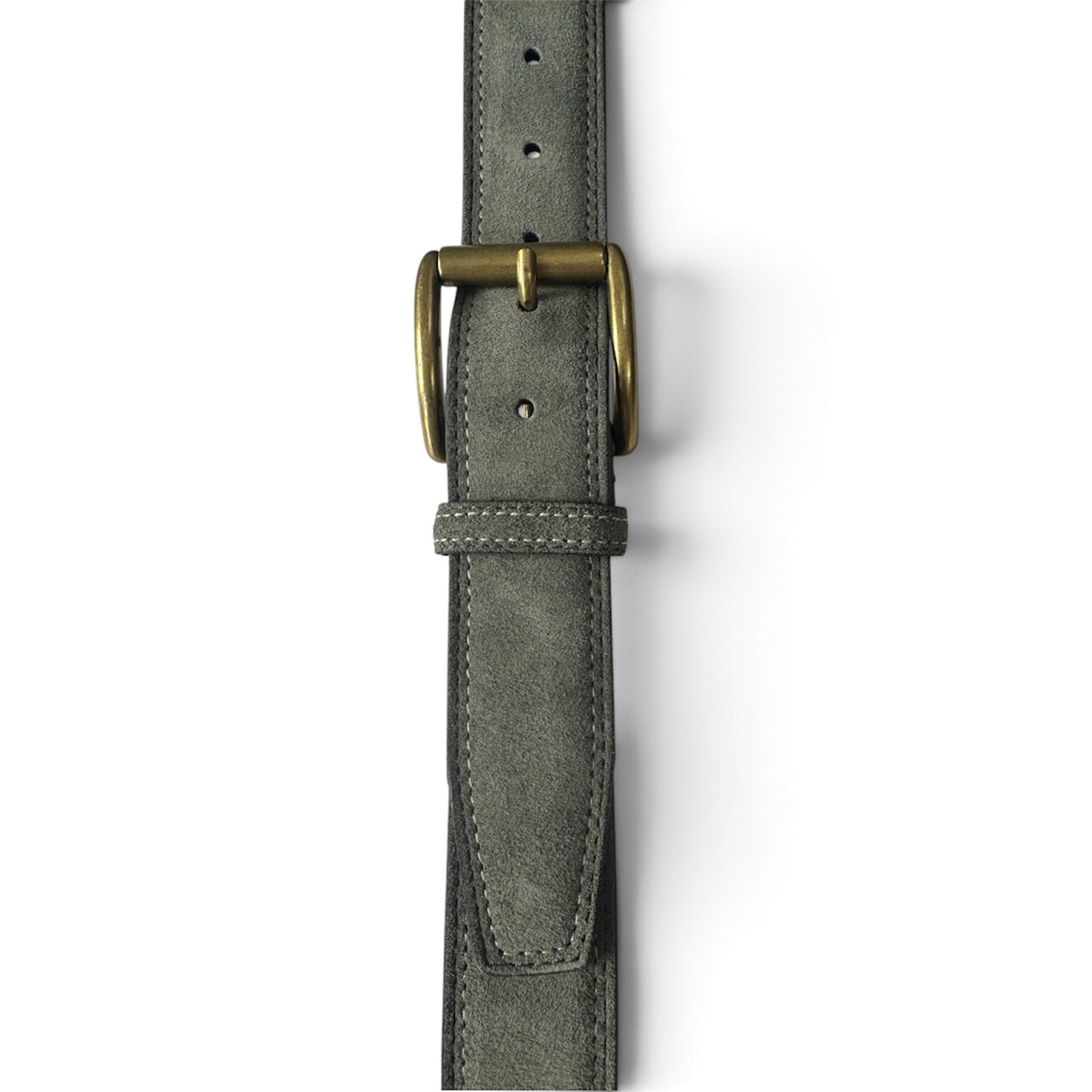 ITALIAN SUEDE BELT – SOFT OLIVE – CONTRAST STITCH – BRASS BUCKLE – 40MM (Copy)