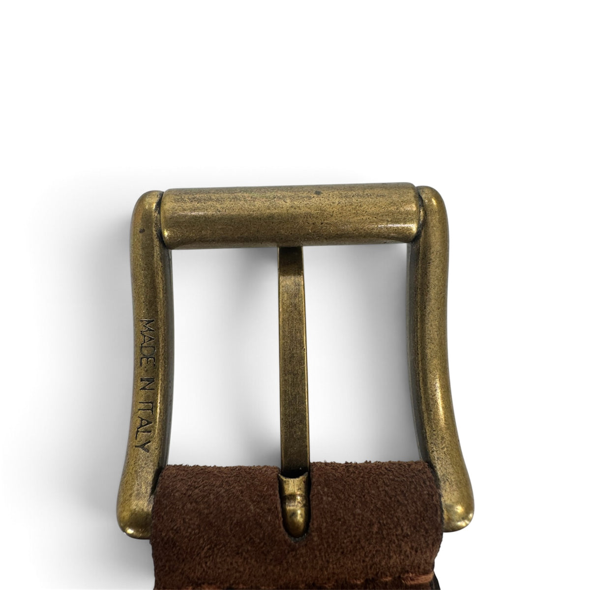 ITALIAN SUEDE BELT – COGNAC TAN – CONTRAST STITCH – BRASS BUCKLE – 40MM
