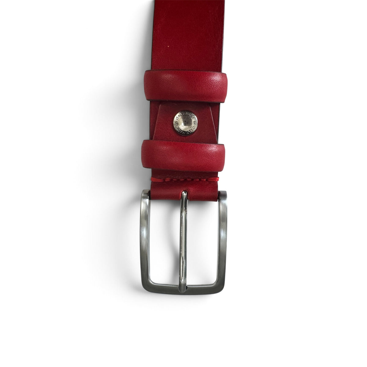 RED ITALIAN FULL GRAIN LEATHER BELT – 35MM