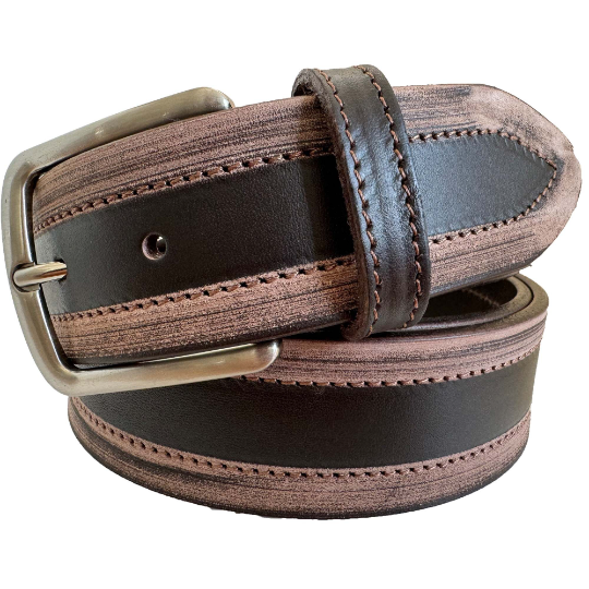 Brown 40mm Italian Leather Belt Distressed Finish