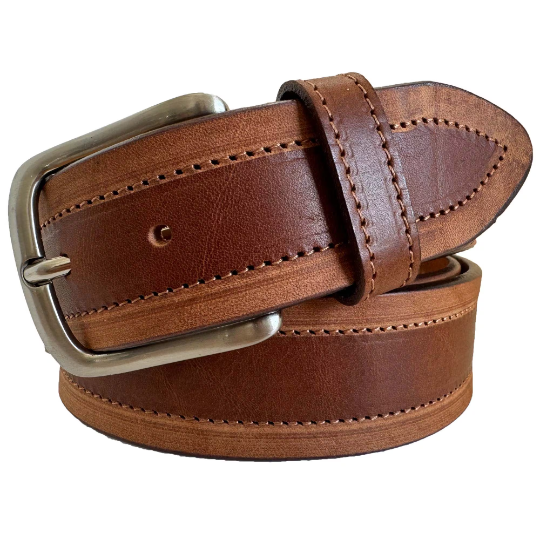 COGNAC TAN STONEWASHED EDGES 40MM HIDE LEATHER BELT