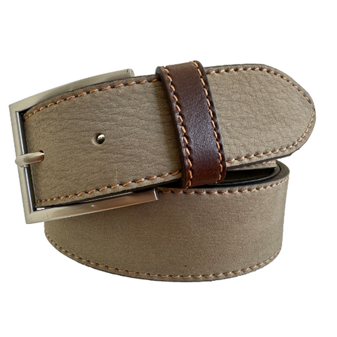 TAUPE NUBUCK BELT WITH CONTRAST LOOP 40MM
