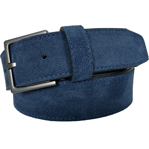 BLUE TEXTURE EMBOSSED SUEDE BELT 35MM