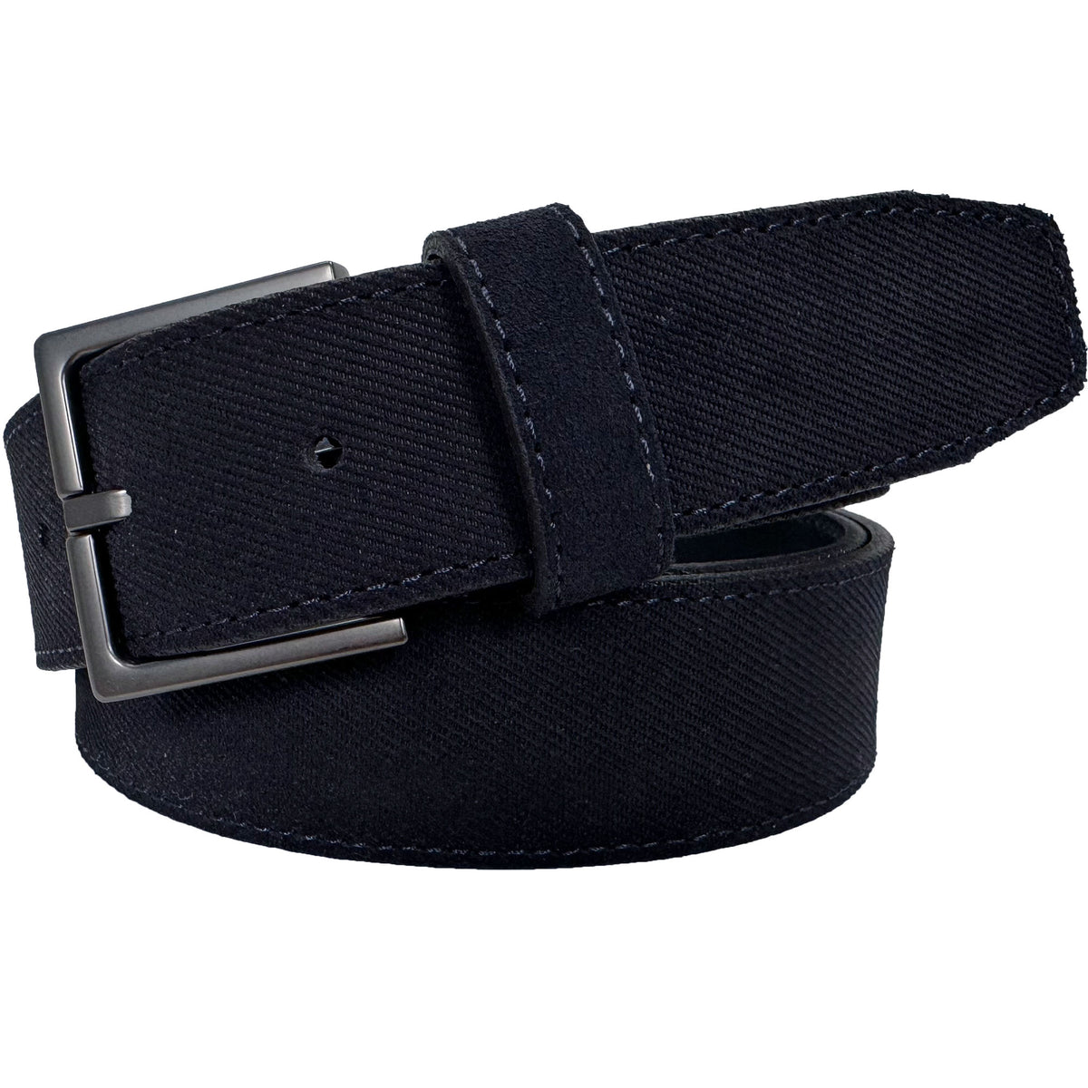 Dark Navy 35mm Italian Suede Belt Embossed Finish
