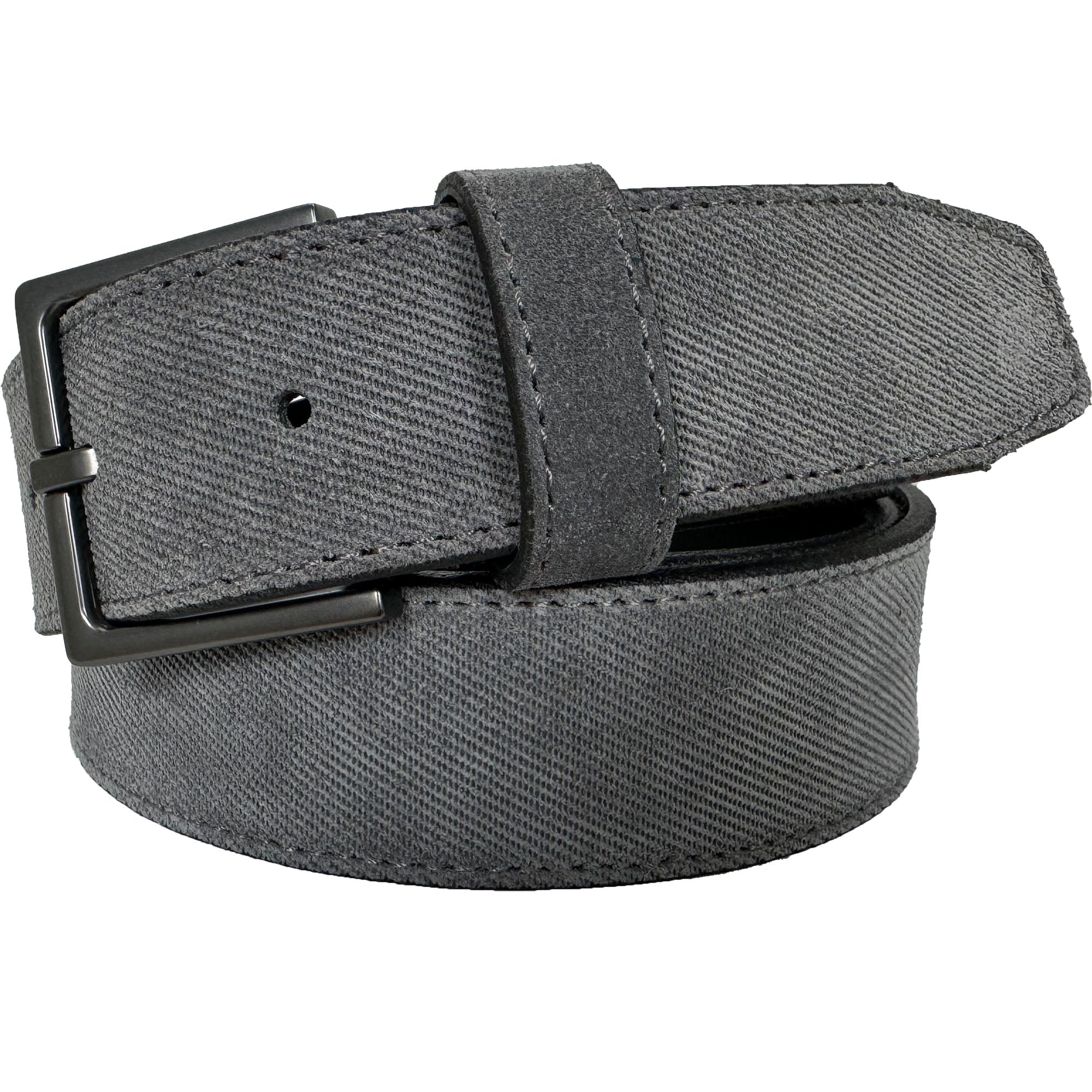 GREY TEXTURE EMBOSSED SUEDE BELT 35MM