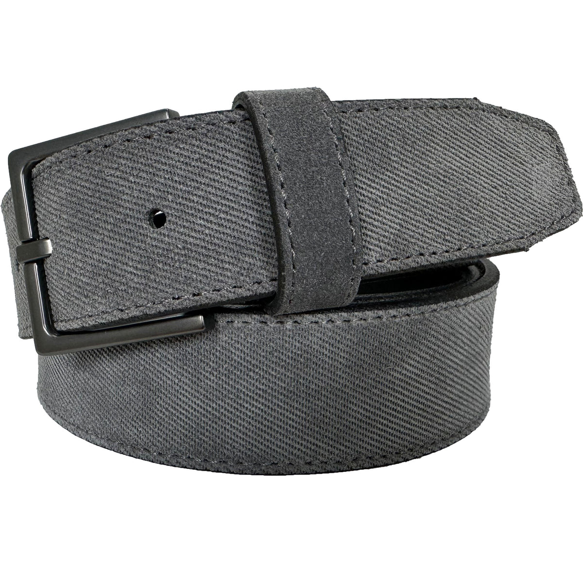 Grey 35mm Italian Suede Belt Embossed Finish