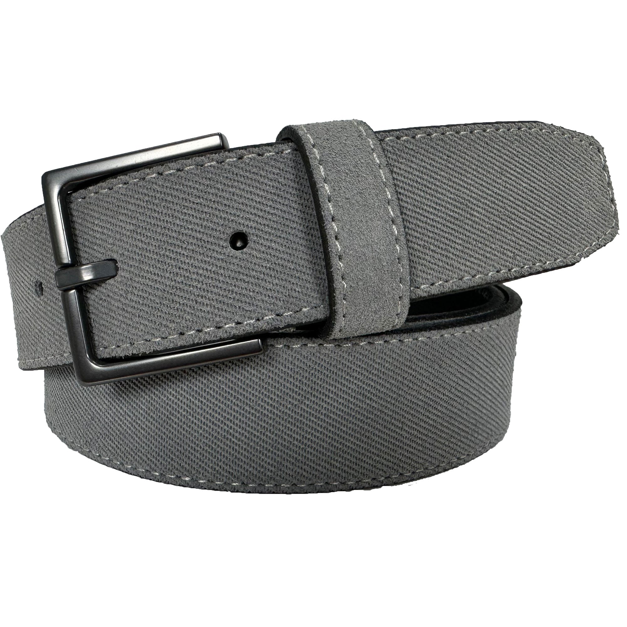 LIGHT GREY TEXTURE EMBOSSED SUEDE BELT 35MM