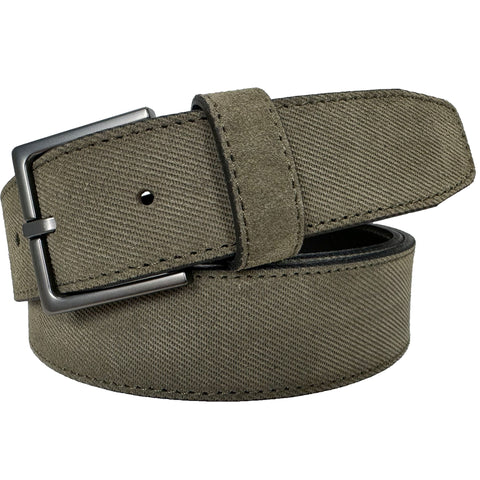 OLIVE GREEN TEXTURE EMBOSSED SUEDE BELT 35MM