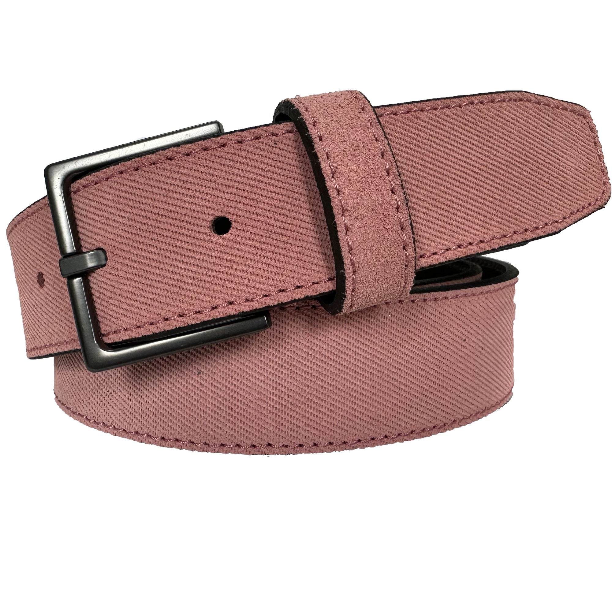 PINK TEXTURE EMBOSSED SUEDE BELT 35MM