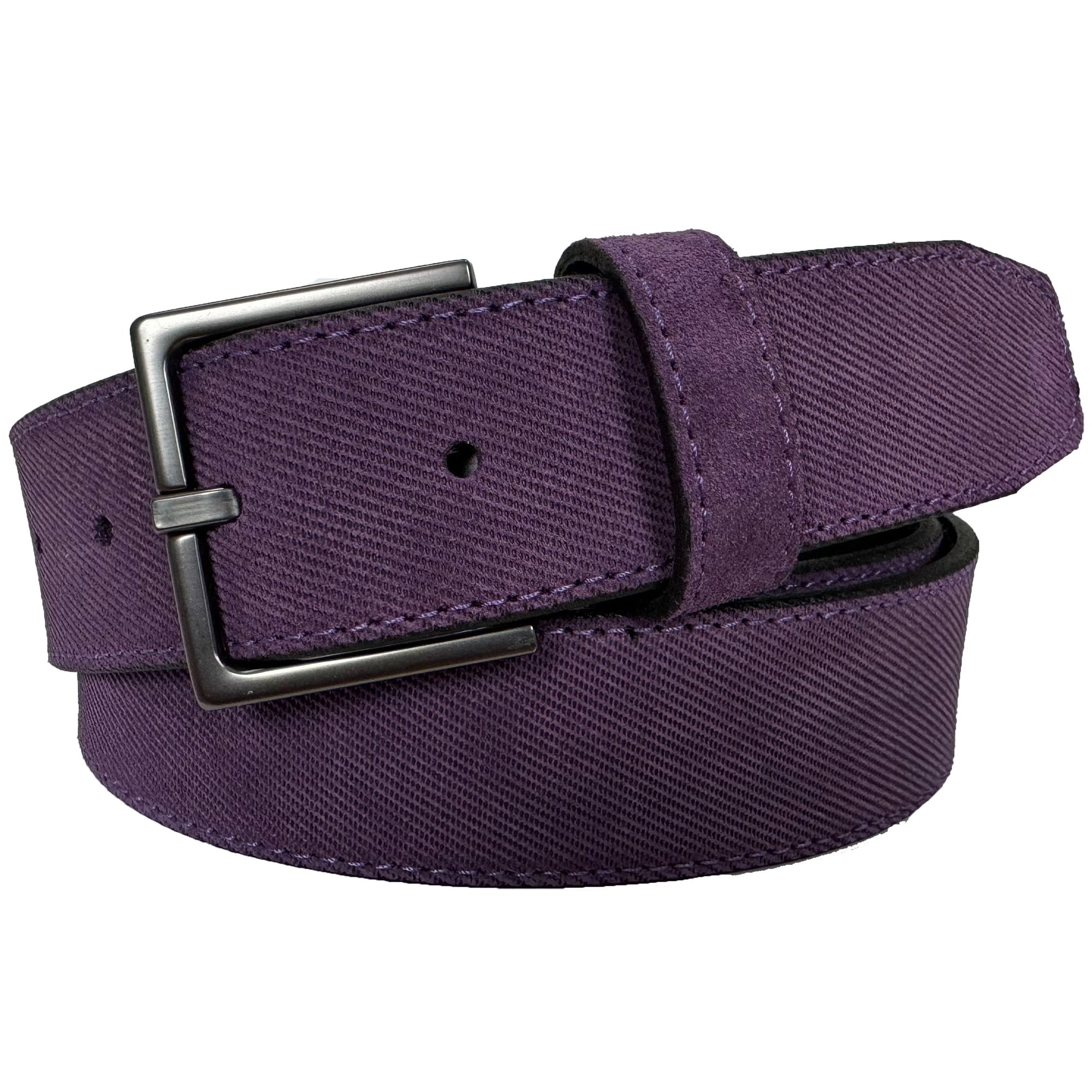 PURPLE TEXTURE EMBOSSED SUEDE BELT 35MM