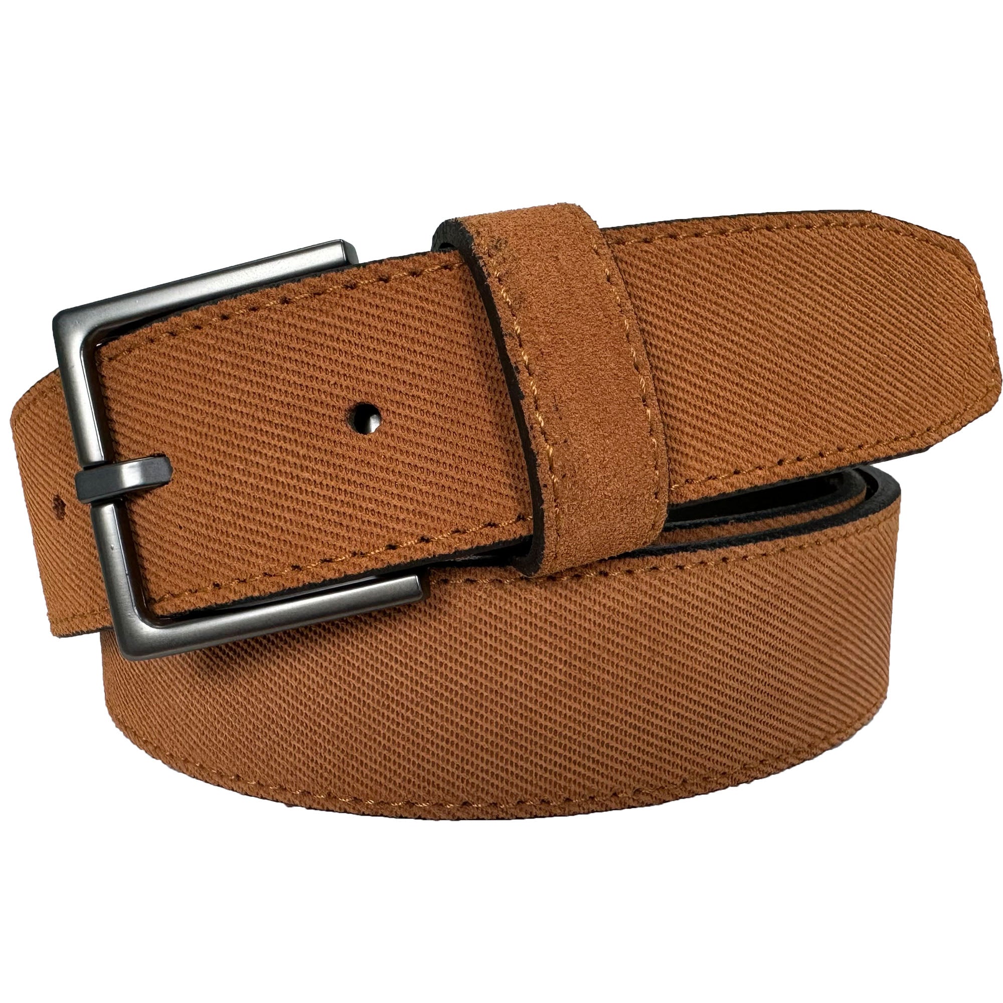 TAN TEXTURE EMBOSSED SUEDE BELT 35MM