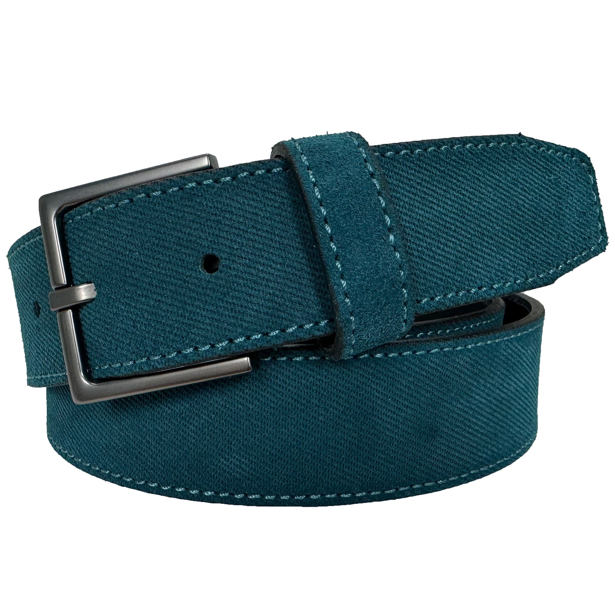 TEAL TEXTURE EMBOSSED SUEDE BELT 35MM