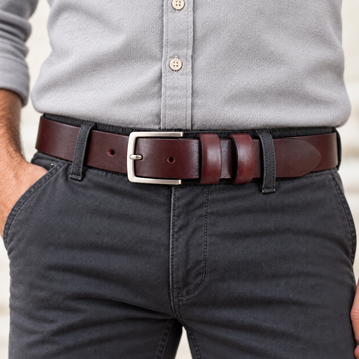 ITALIAN FULL GRAIN SINGLE SKIN HIDE BELT – BURGUNDY OXBLOOD – 40MM
