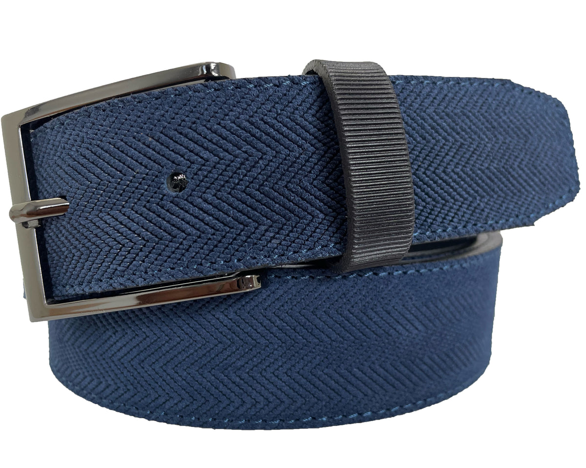 Blue 35mm Italian Suede Belt Embossed Finish