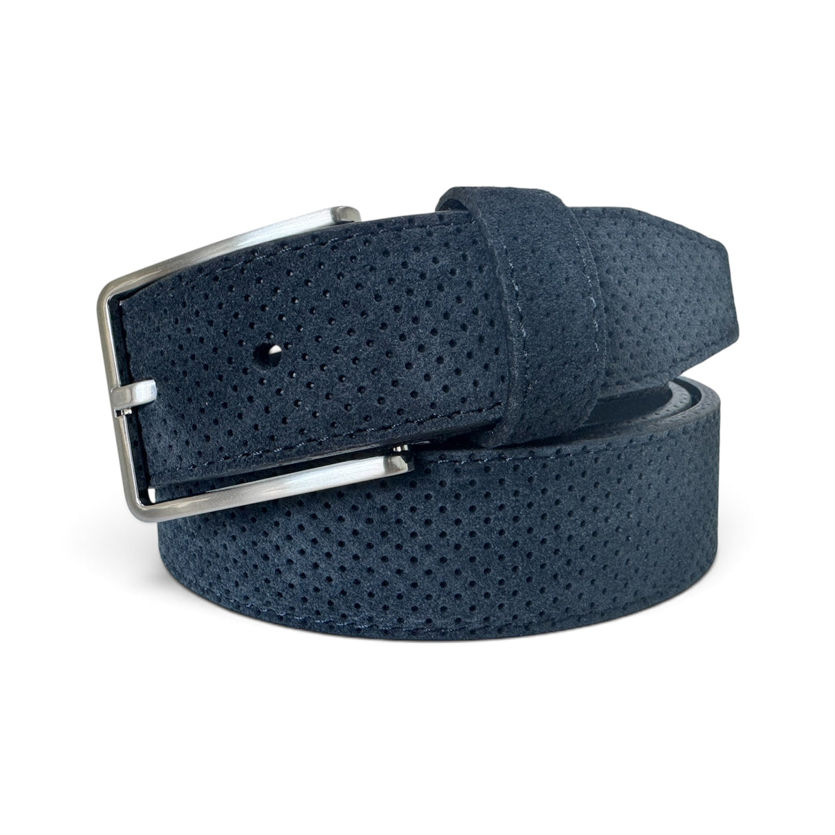 BLUE PERFORATED SUEDE BELT 35MM