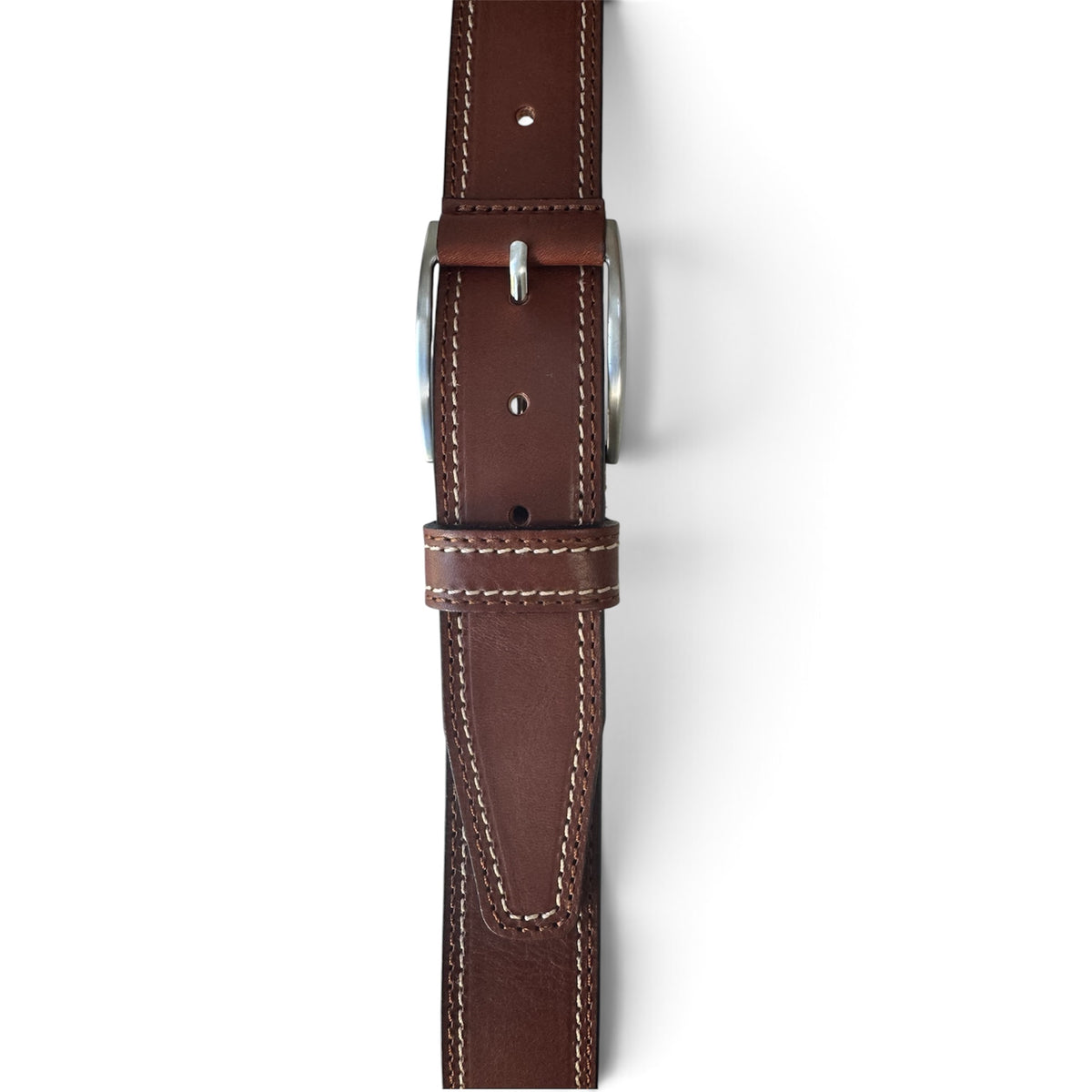 COGNAC TAN 40MM ITALIAN LEATHER BELT DOUBLE STITCH