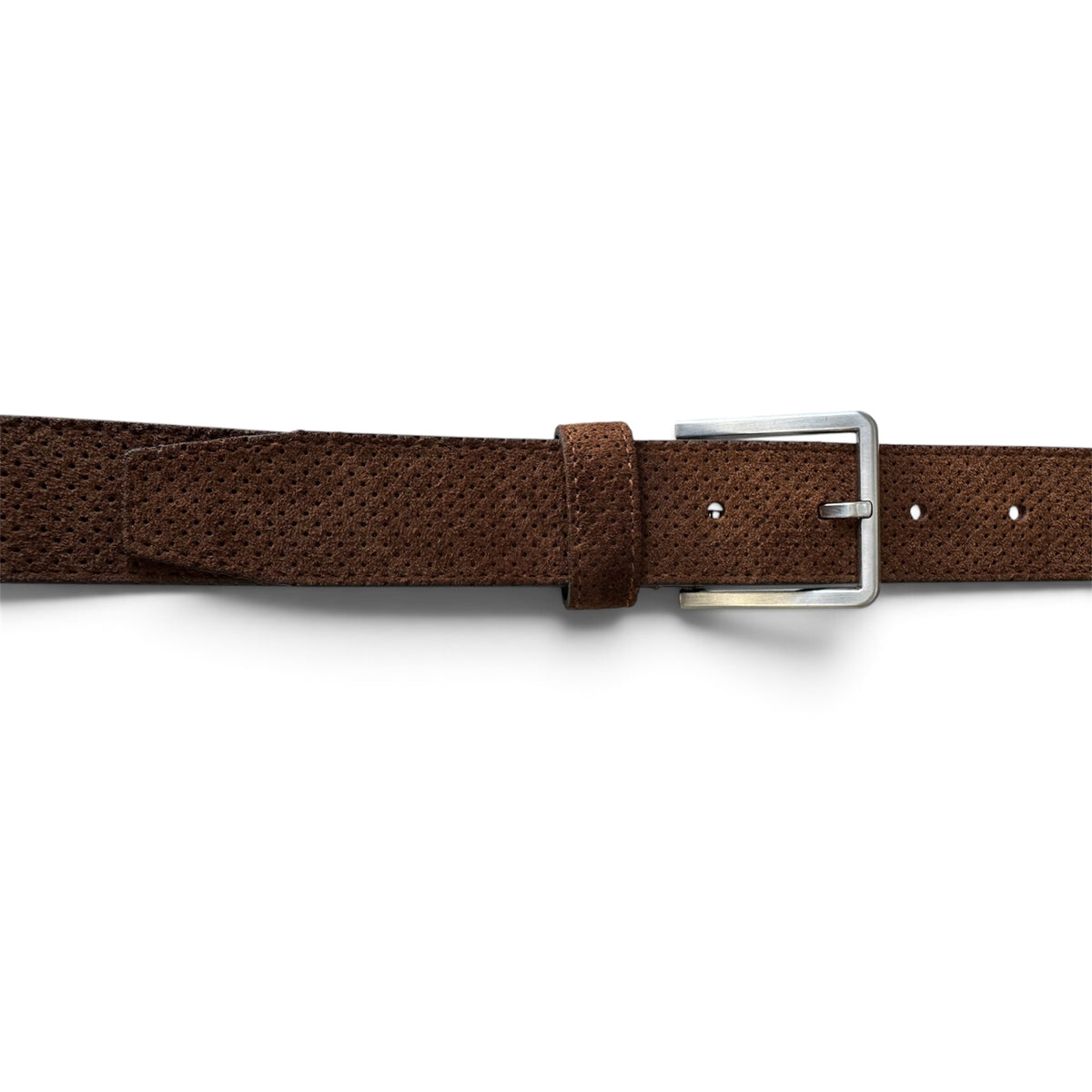 BROWN PERFORATED SUEDE BELT 35MM