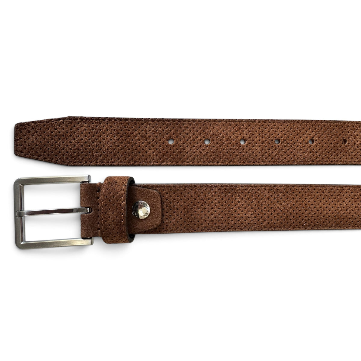 BROWN PERFORATED SUEDE BELT 35MM