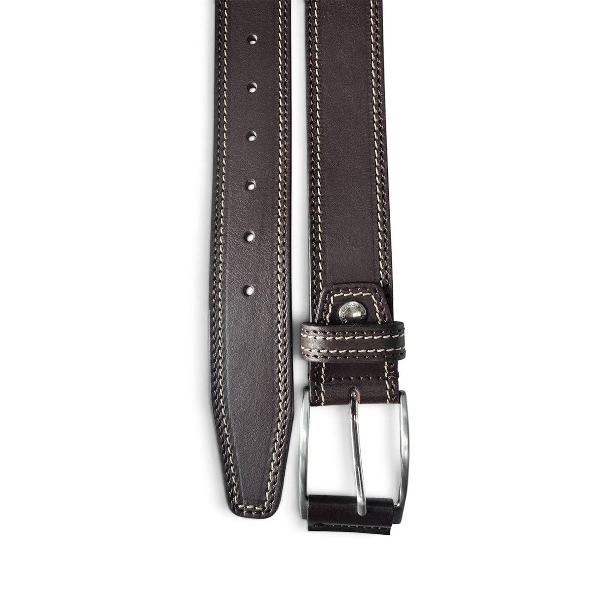 BROWN 40MM ITALIAN LEATHER BELT DOUBLE STITCH
