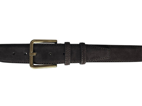 Black belt with a gold buckle on a white background