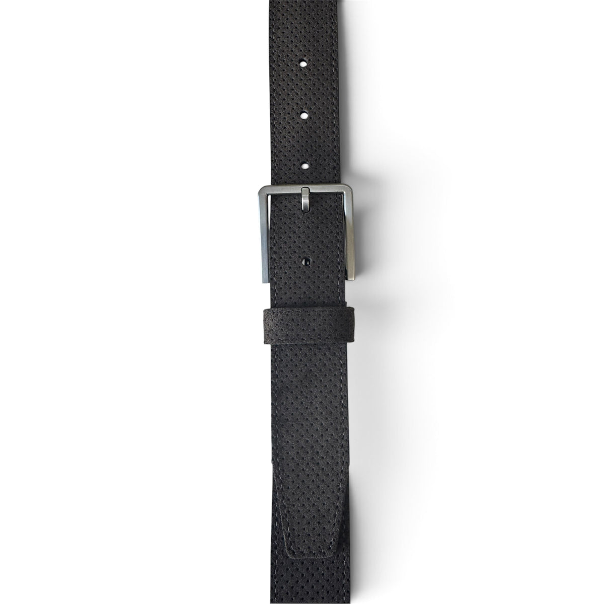 DARK GREY PERFORATED SUEDE BELT 35MM