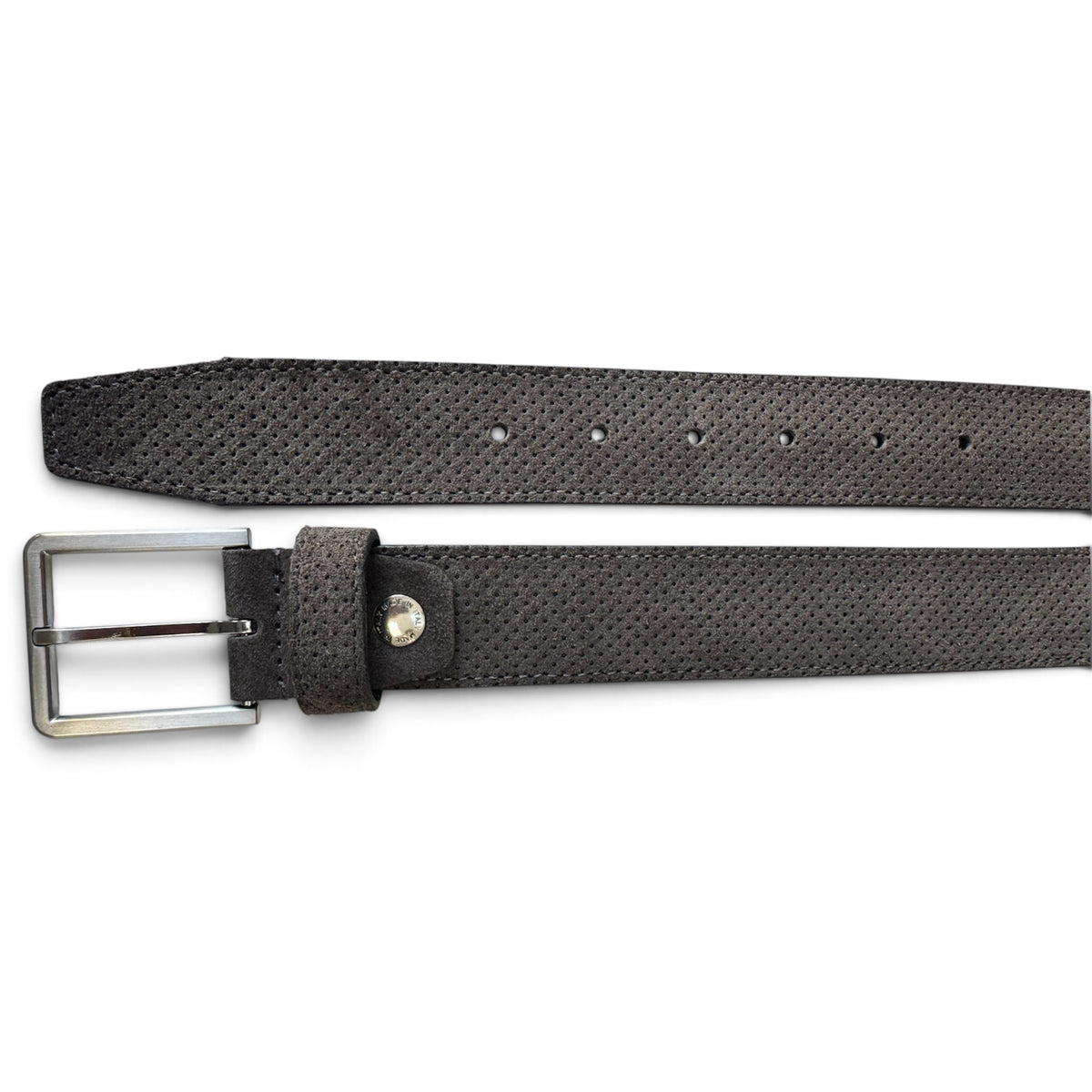 DARK GREY PERFORATED SUEDE BELT 35MM