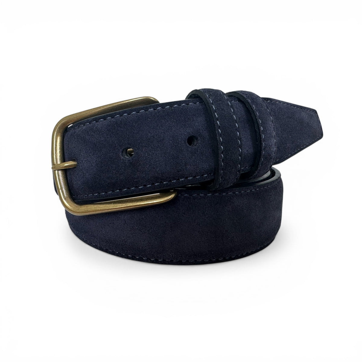 smart dark navy blue suede belt