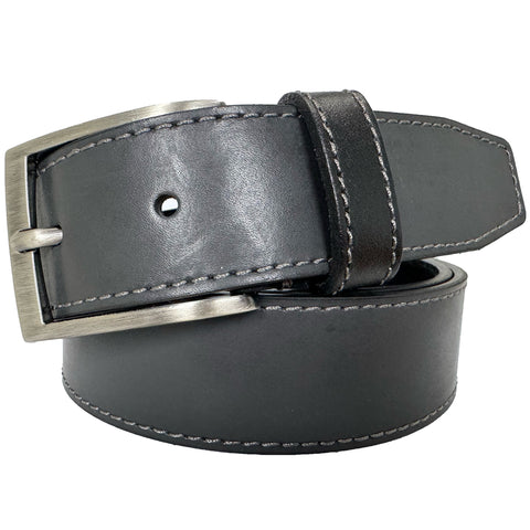 CLASSIC GREY CALF LEATHER BLACK LOOP 35MM LEATHER BELT