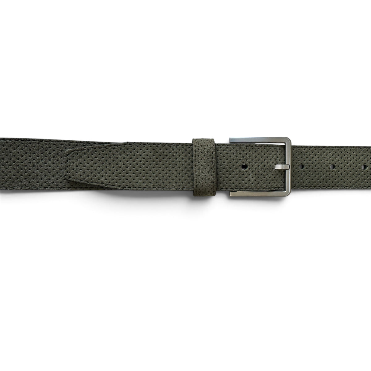 OLIVE GREEN PERFORATED SUEDE BELT 35MM